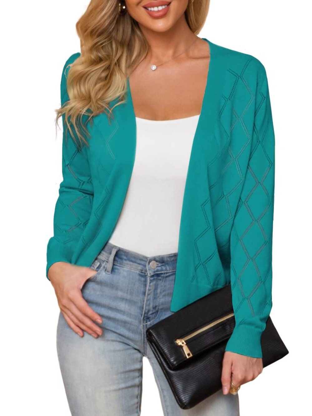 Plusashion Women's Lightweight Cardigan Open Front Long Sleeve
